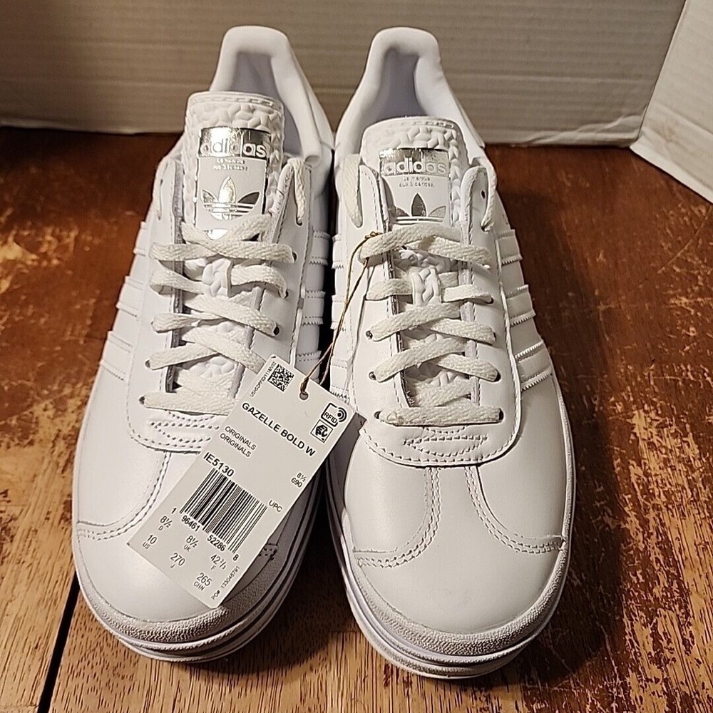 adidas Women’s Gazelle Bold Sneaker in Tricolor White